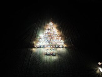 Un albero di Natale di 88 trattori illumina la frazione Bandito