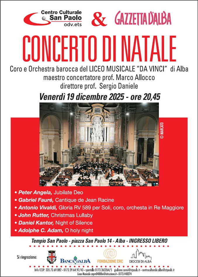 Stasera (venerdì 19) il liceo Da Vinci è nel tempio San Paolo col Gloria di Vivaldi