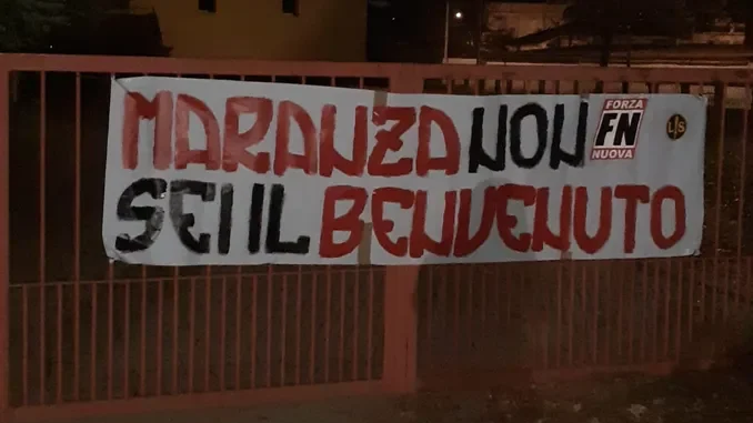 Striscione di Forza nuova contro vandali esposto a Narzole