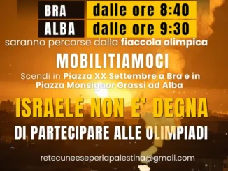Passaggio della fiaccola olimpica: Cuneo per Gaza e collettivo Mononoke si mobilitano sabato 10 e domenica 11 2