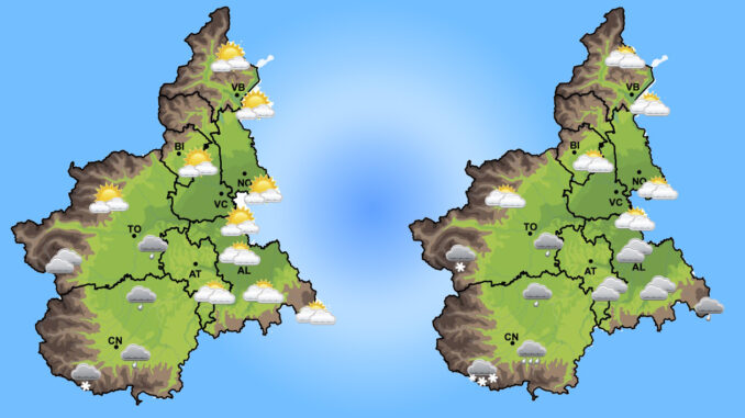 Meteo Piemonte: nubi e piogge in arrivo, neve in calo luned&igrave;