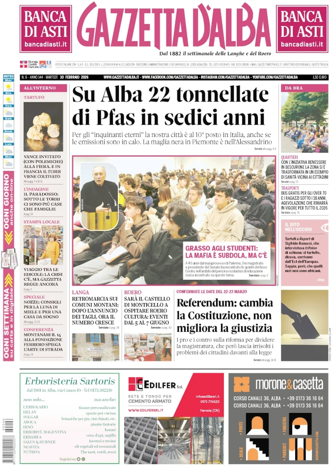 Anteprima Gazzetta d&rsquo;Alba: ecco la copertina che sar&agrave; nelle edicole domani, marted&igrave; 10 febbraio