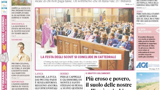 Gazzetta d’Alba sarà nelle edicole domani, martedì 24 febbraio. La copertina in anteprima