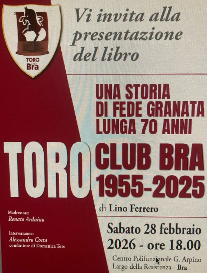 Bra si tinge di granata per il libro sui 70 anni del Toro club