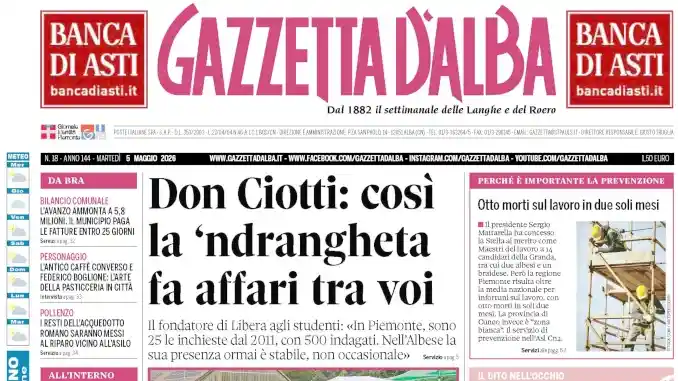 Anteprima Gazzetta d’Alba: ecco la copertina che sarà nelle edicole domani, martedì 5 maggio