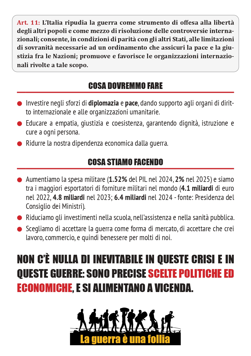 L'Italia ripudia la guerra: stasera dalle 18 presidio cittadino in via Cavour a Bra 1