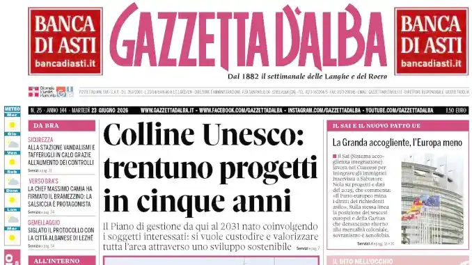 Gazzetta d&rsquo;Alba: ecco la copertina che sar&agrave; nelle edicole domani, marted&igrave; 23 giugno