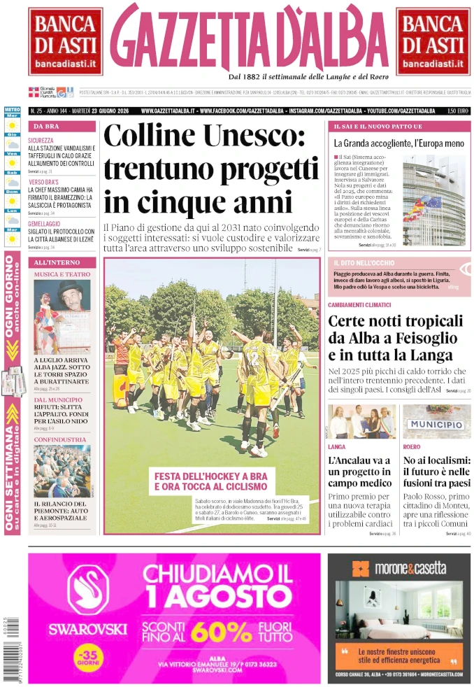 Gazzetta d’Alba: ecco la copertina che sarà nelle edicole domani, martedì 23 giugno