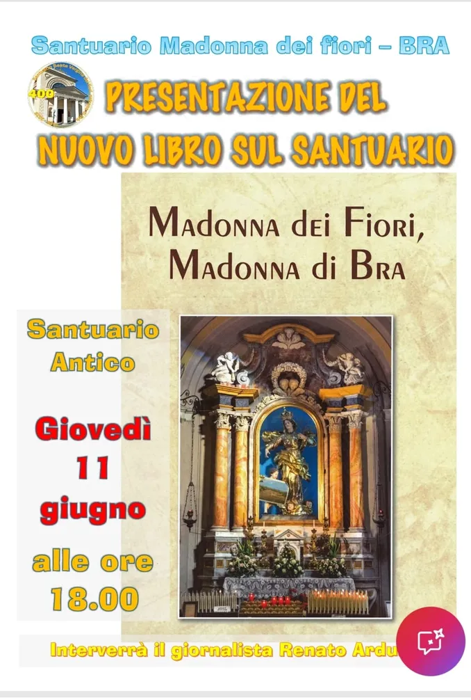 Giovedì 11 giugno verrà presentato il libro sul santuario della Madonna dei fiori di Bra