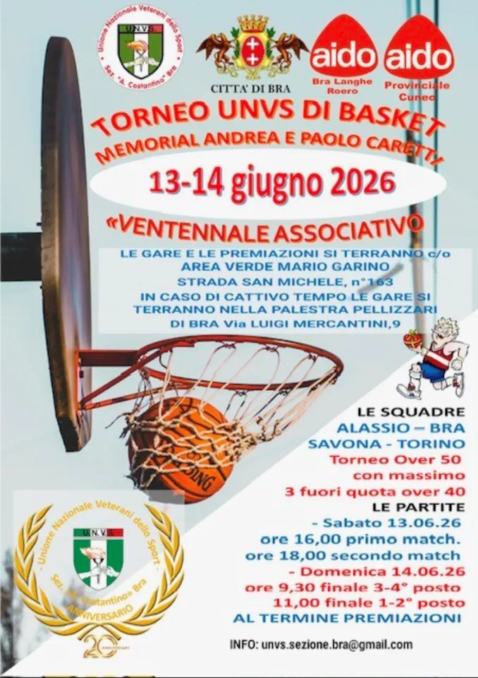 Basket over 50, il memorial Caretti festeggia i vent’anni dell’Unione veterani dello sport di Bra