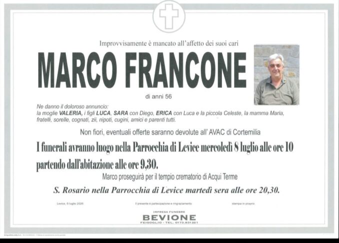 Tragedia a Levice, domani mattina il funerale del sindaco Marco Francone