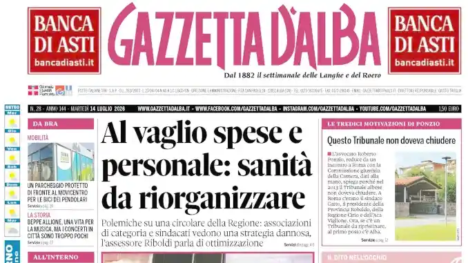 Gazzetta d&rsquo;Alba: ecco la copertina che sar&agrave; nelle edicole domani, marted&igrave; 14 luglio