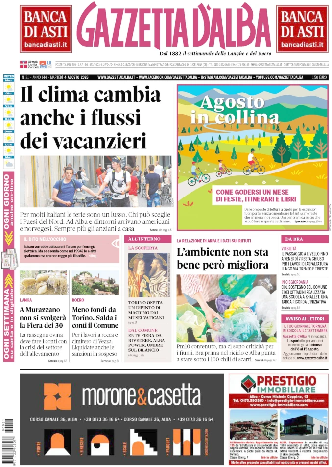Gazzetta d’Alba: ecco la copertina che sarà nelle edicole domani, sabato 1° agosto