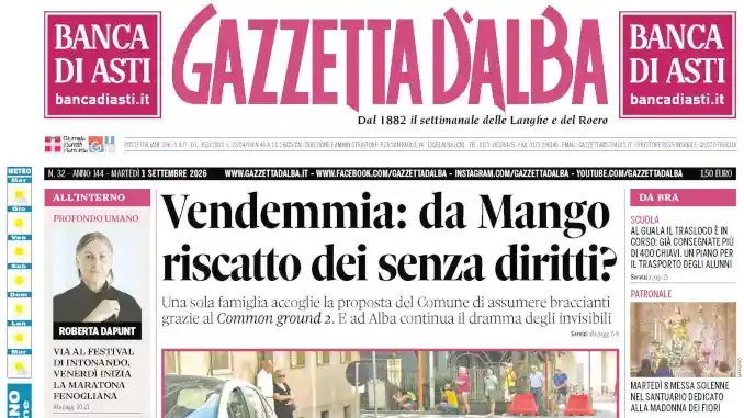 Gazzetta d’Alba torna in edicola dopo la pausa: ecco il nuovo numero del 1° settembre