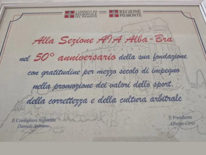 Alba-Bra, cinquant'anni di arbitri: dalla Regione un riconoscimento alla sezione Aia 1
