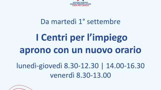 Da settembre i Centri per l&rsquo;impiego del Piemonte hanno un nuovo orario&nbsp;di apertura