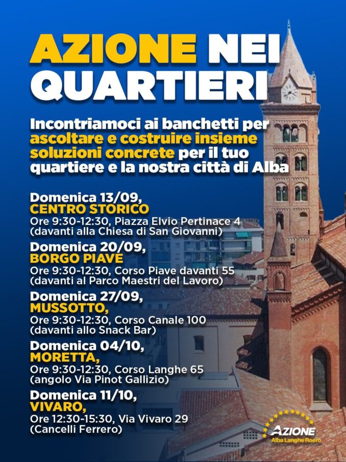 Il circolo di Azione incontra i cittadini di Alba nei diversi quartieri