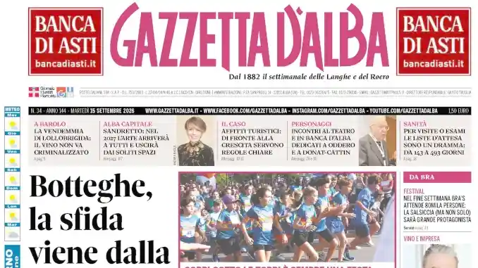 Gazzetta d&rsquo;Alba: ecco la copertina di marted&igrave; 15 settembre