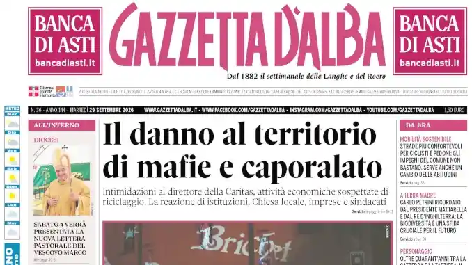 Anteprima Gazzetta d&rsquo;Alba:  la copertina che sar&agrave; nelle edicole domani, marted&igrave; 29 settembre