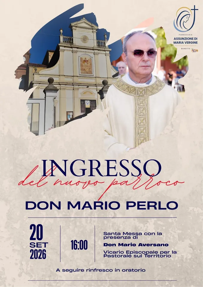 Domenica 20 settembre Bandito accoglie don Mario Perlo, nuovo parroco