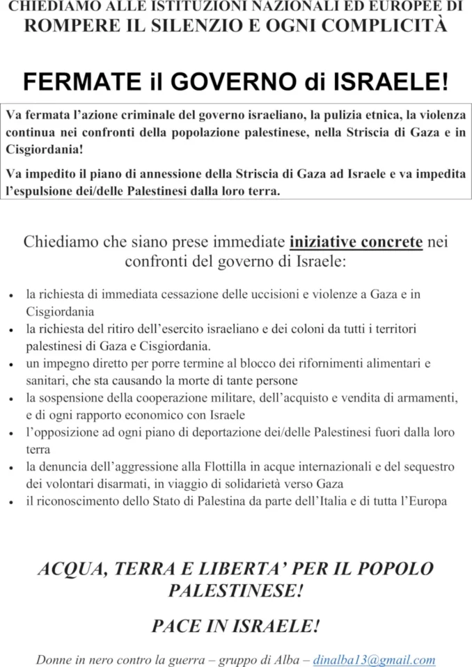 Donne in nero contro la guerra: pronta la manifestazione del 3 ottobre ad Alba