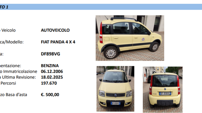 Comune di Bra: asta pubblica per la vendita di tre autoveicoli