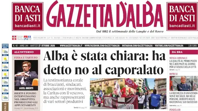 Anteprima Gazzetta d&rsquo;Alba:  la copertina che sar&agrave; nelle edicole domani, marted&igrave; 27 ottobre