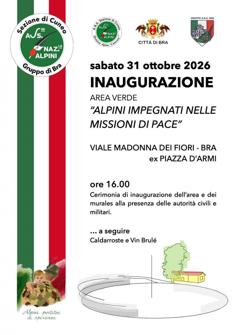 Inaugura a Bra l'area verde "Alpini impegnati nelle missioni di pace"